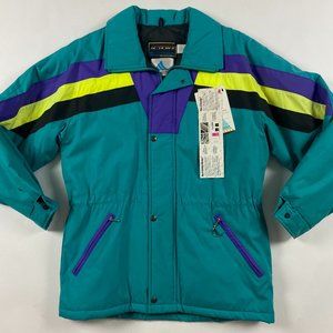 NWT 80s Vintage Rice Sportswear Action II Ski Jacket Mens 38 Color Block Green